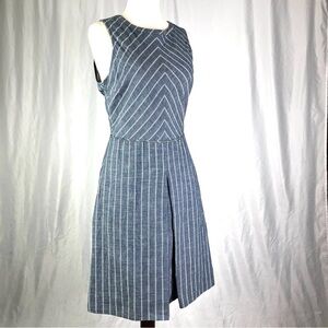 J. Crew Factory striped chambray blue sleeveless dress pockets! 4